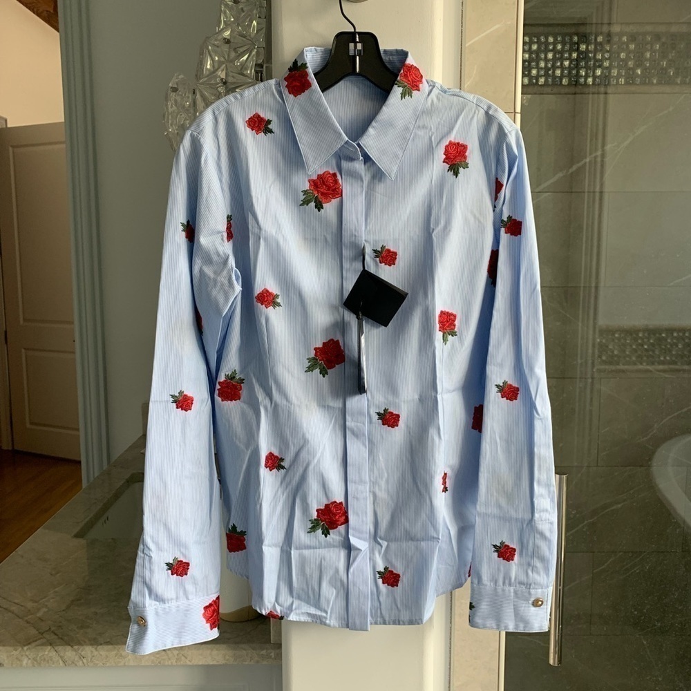 Versace rose-embroidered shirt - Picture 10 of 13